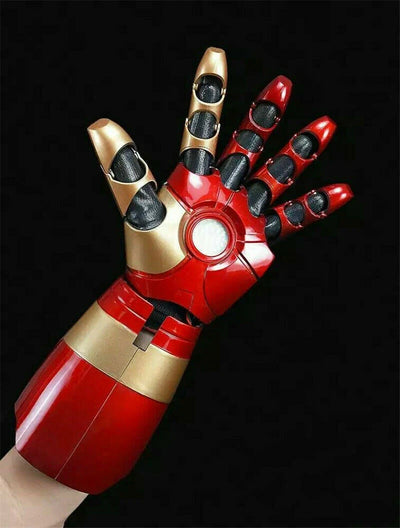 Wearable Iron Man MK42 arm on a real arm with the palm repulsor lit