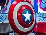 Close-up of the Captain America shield speaker with the star lit