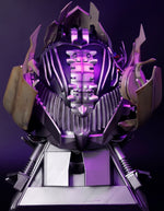 Back of the Megatron helmet with the interior lighting switched on