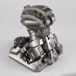 Rear view of the Transformers helmet stand showing the silicone tubing detail