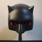 Black Daredevil mask front view, full head replica