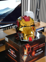Iron Man MK17 helmet on its 1/1 scale wearable helmet retail box